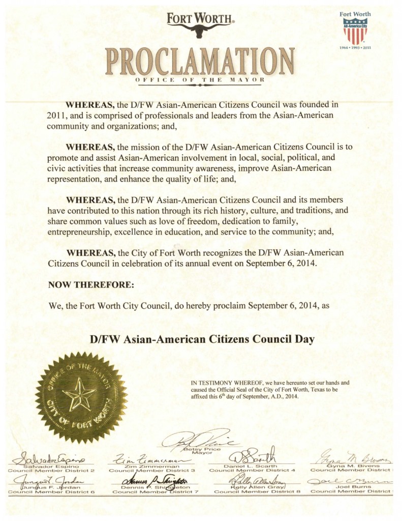 DFW AACC Proclamations_2014_Fort Worth
