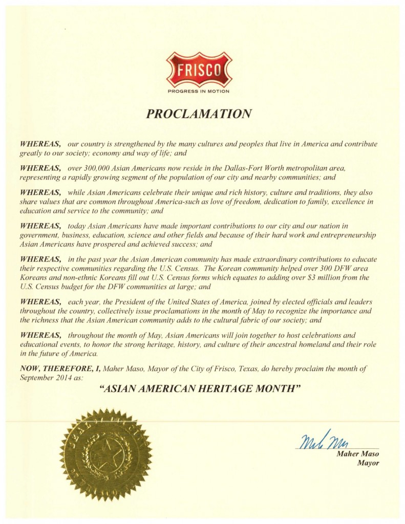 DFW AACC Proclamations_2014_Frisco