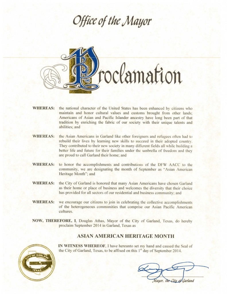 DFW AACC Proclamations_2014_Garland