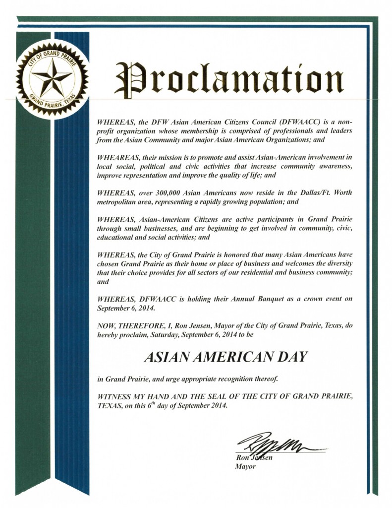 DFW AACC Proclamations_2014_Grand Prarie