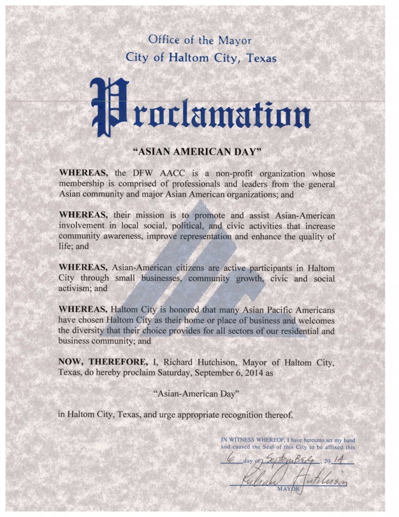 DFW AACC Proclamations_2014_Haltom City